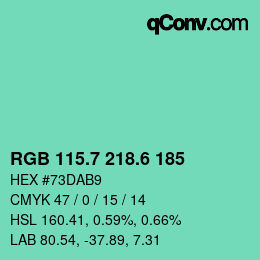カラーコード: RGB 115.7 218.6 185 | qconv.com
