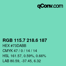 カラーコード: RGB 115.7 218.6 187 | qconv.com