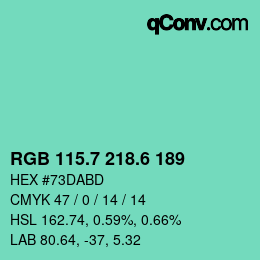 カラーコード: RGB 115.7 218.6 189 | qconv.com