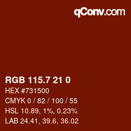 カラーコード: RGB 115.7 21 0 | qconv.com