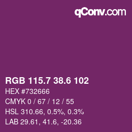 カラーコード: RGB 115.7 38.6 102 | qconv.com