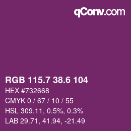 カラーコード: RGB 115.7 38.6 104 | qconv.com