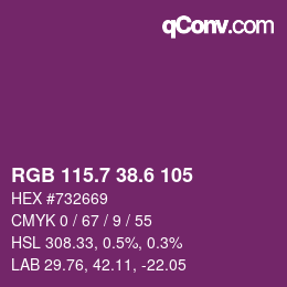 カラーコード: RGB 115.7 38.6 105 | qconv.com