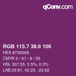 カラーコード: RGB 115.7 38.6 106 | qconv.com