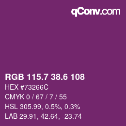 カラーコード: RGB 115.7 38.6 108 | qconv.com