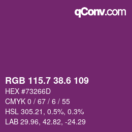 カラーコード: RGB 115.7 38.6 109 | qconv.com
