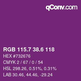 カラーコード: RGB 115.7 38.6 118 | qconv.com