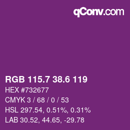 カラーコード: RGB 115.7 38.6 119 | qconv.com