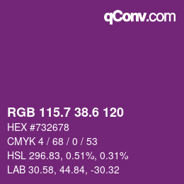 カラーコード: RGB 115.7 38.6 120 | qconv.com
