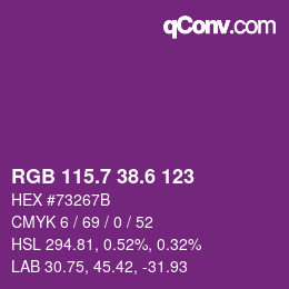 カラーコード: RGB 115.7 38.6 123 | qconv.com