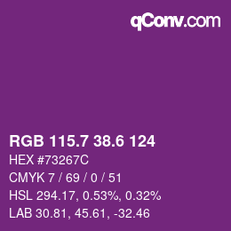 カラーコード: RGB 115.7 38.6 124 | qconv.com