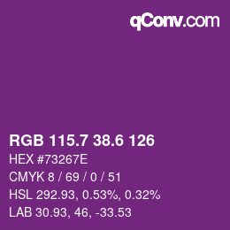カラーコード: RGB 115.7 38.6 126 | qconv.com