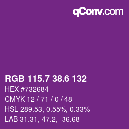 カラーコード: RGB 115.7 38.6 132 | qconv.com