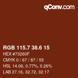 カラーコード: RGB 115.7 38.6 15 | qconv.com