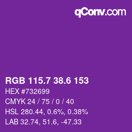 カラーコード: RGB 115.7 38.6 153 | qconv.com