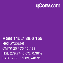 カラーコード: RGB 115.7 38.6 155 | qconv.com