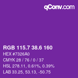 カラーコード: RGB 115.7 38.6 160 | qconv.com