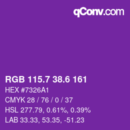 カラーコード: RGB 115.7 38.6 161 | qconv.com