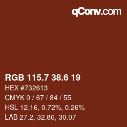 カラーコード: RGB 115.7 38.6 19 | qconv.com