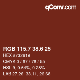 カラーコード: RGB 115.7 38.6 25 | qconv.com