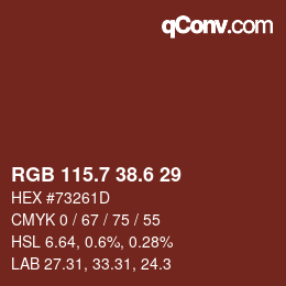 カラーコード: RGB 115.7 38.6 29 | qconv.com