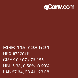 カラーコード: RGB 115.7 38.6 31 | qconv.com