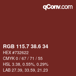 カラーコード: RGB 115.7 38.6 34 | qconv.com