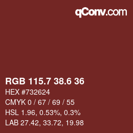 カラーコード: RGB 115.7 38.6 36 | qconv.com