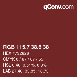 カラーコード: RGB 115.7 38.6 38 | qconv.com