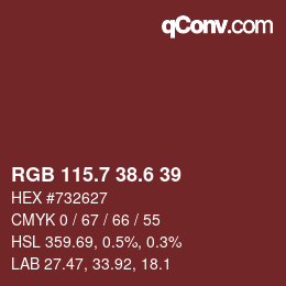 カラーコード: RGB 115.7 38.6 39 | qconv.com
