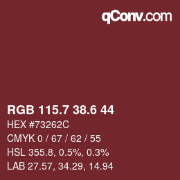 カラーコード: RGB 115.7 38.6 44 | qconv.com