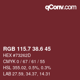 カラーコード: RGB 115.7 38.6 45 | qconv.com
