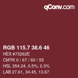 カラーコード: RGB 115.7 38.6 46 | qconv.com