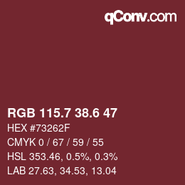カラーコード: RGB 115.7 38.6 47 | qconv.com