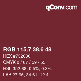 カラーコード: RGB 115.7 38.6 48 | qconv.com