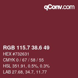 カラーコード: RGB 115.7 38.6 49 | qconv.com