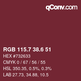 カラーコード: RGB 115.7 38.6 51 | qconv.com