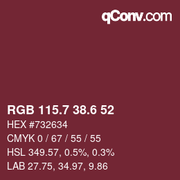 カラーコード: RGB 115.7 38.6 52 | qconv.com