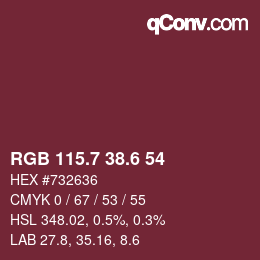カラーコード: RGB 115.7 38.6 54 | qconv.com