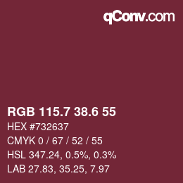 カラーコード: RGB 115.7 38.6 55 | qconv.com