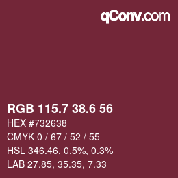 カラーコード: RGB 115.7 38.6 56 | qconv.com