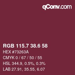 カラーコード: RGB 115.7 38.6 58 | qconv.com