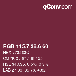 カラーコード: RGB 115.7 38.6 60 | qconv.com