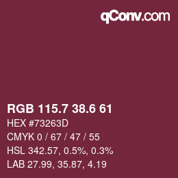 カラーコード: RGB 115.7 38.6 61 | qconv.com
