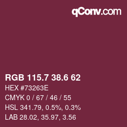 カラーコード: RGB 115.7 38.6 62 | qconv.com