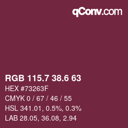カラーコード: RGB 115.7 38.6 63 | qconv.com