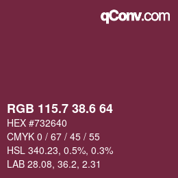 カラーコード: RGB 115.7 38.6 64 | qconv.com