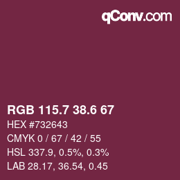 カラーコード: RGB 115.7 38.6 67 | qconv.com