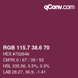 カラーコード: RGB 115.7 38.6 70 | qconv.com