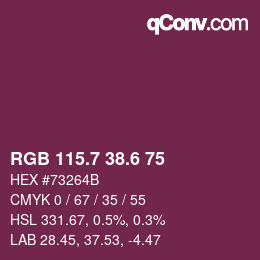 カラーコード: RGB 115.7 38.6 75 | qconv.com